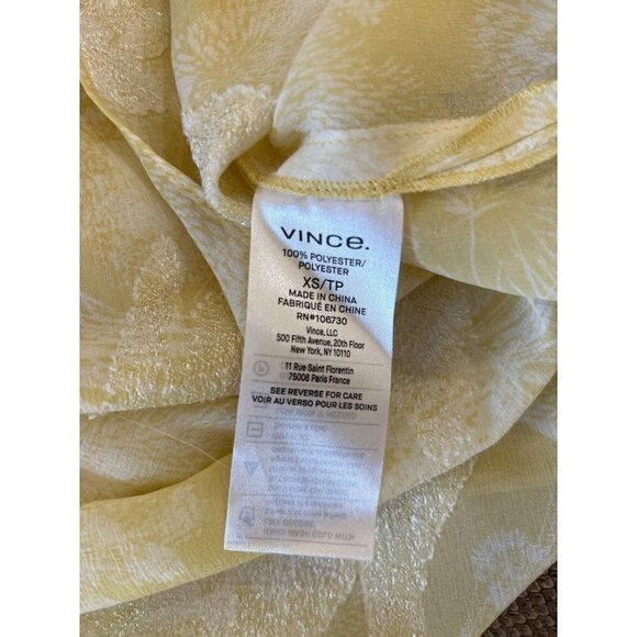 Vince Wheat Shirred Popover Top Yellow Womens Size XS - Picture 11 of 13